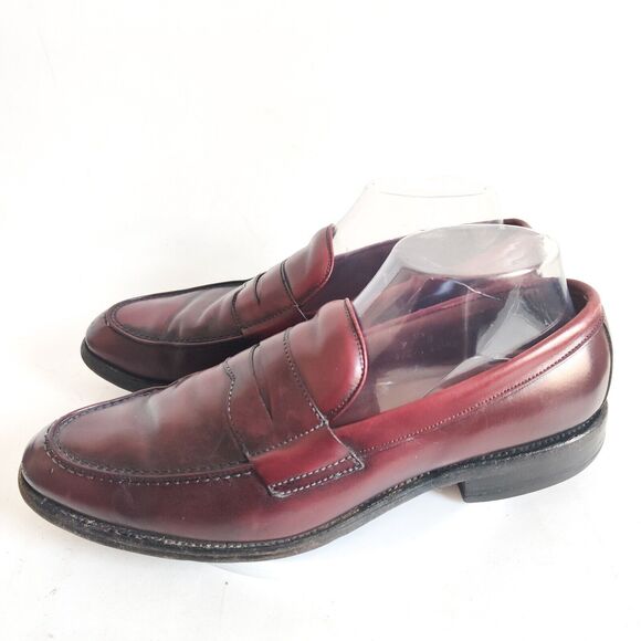 Allen Edmonds Barton Burgundy Leather Penny Loafers Mens 9 B Classic USA Made - Picture 3 of 14